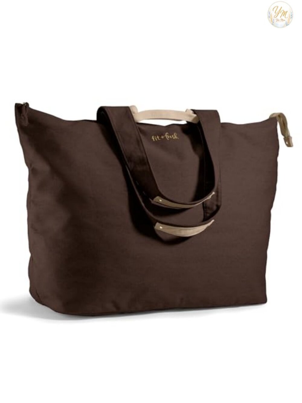 Extra Large Canvas Beach Bag Travel Tote with Zip Top & Pockets